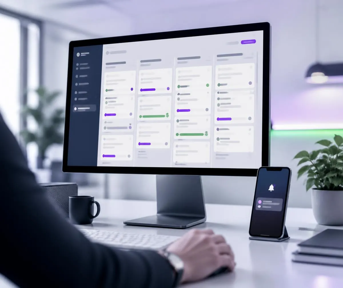 CRM pipeline board with an enquiry notification